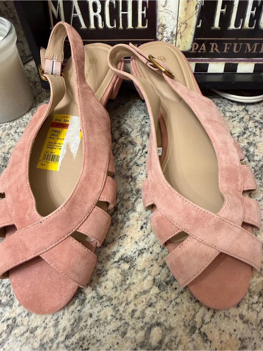Giani Bernini Essie Blush Pink Suede Slingback Sandals